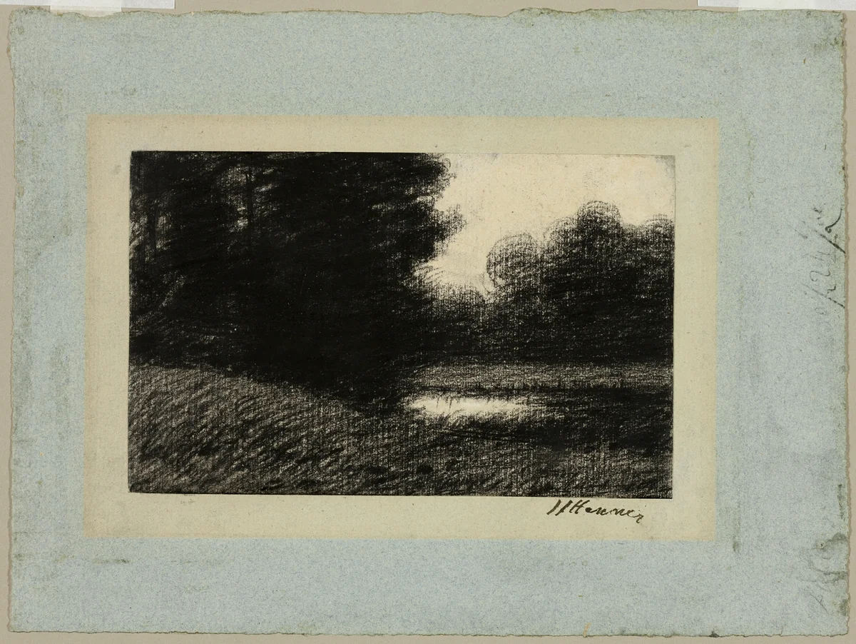 Landscape with a Pond by Jean-Jacques Henner, drawing, 1875-1884