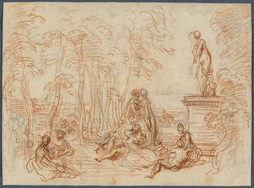 Study for The Feast of Love by Jean-Antoine Watteau, drawing, 1717-1718