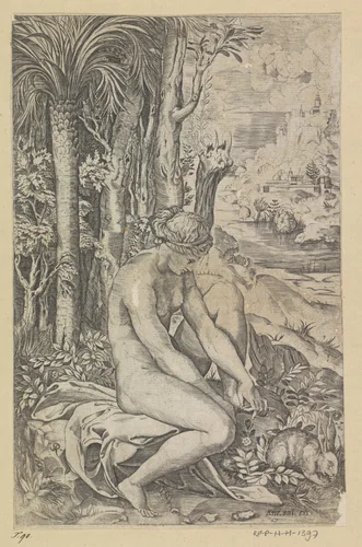 Venus en de roos by Unknown, print, 1517-1562