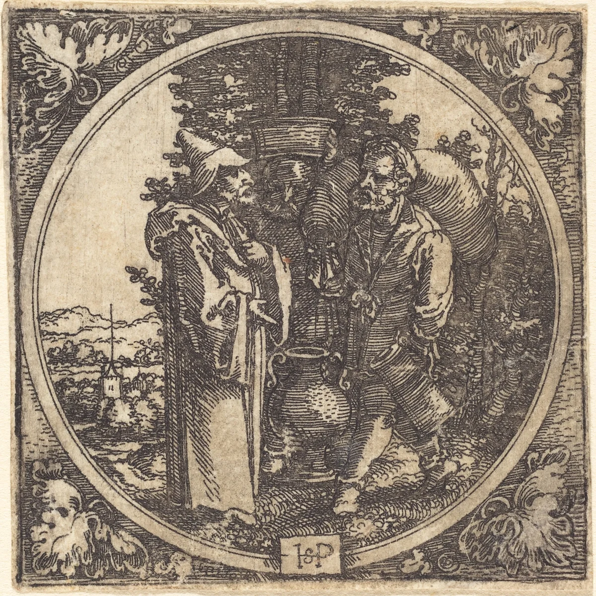 Solon and Two Peasants by Sebald Beham, print, 1525-1528