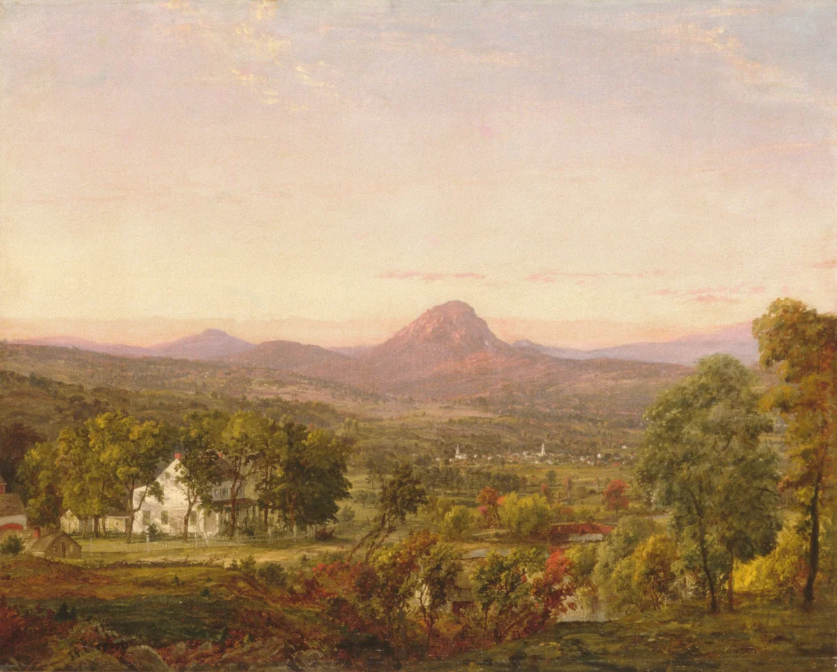 Autumn Landscape, Sugar Loaf Mountain, Orange County, New York by Jasper Francis Cropsey, artwork, 1867-1875