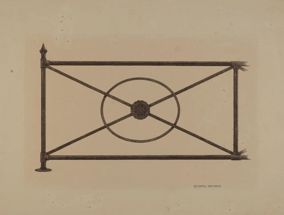 Balcony Railing with Cast Rosette by Raymond Neumann, index of american design, 1940