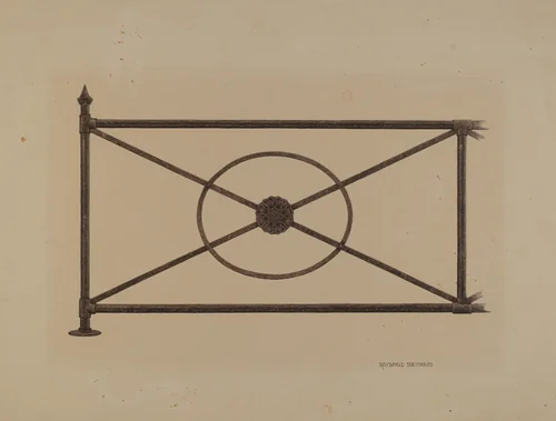 Balcony Railing with Cast Rosette by Raymond Neumann, index of american design, 1940