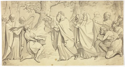 Druids Cutting Mistletoe by Jacob de Wit, drawing, 1715-1754