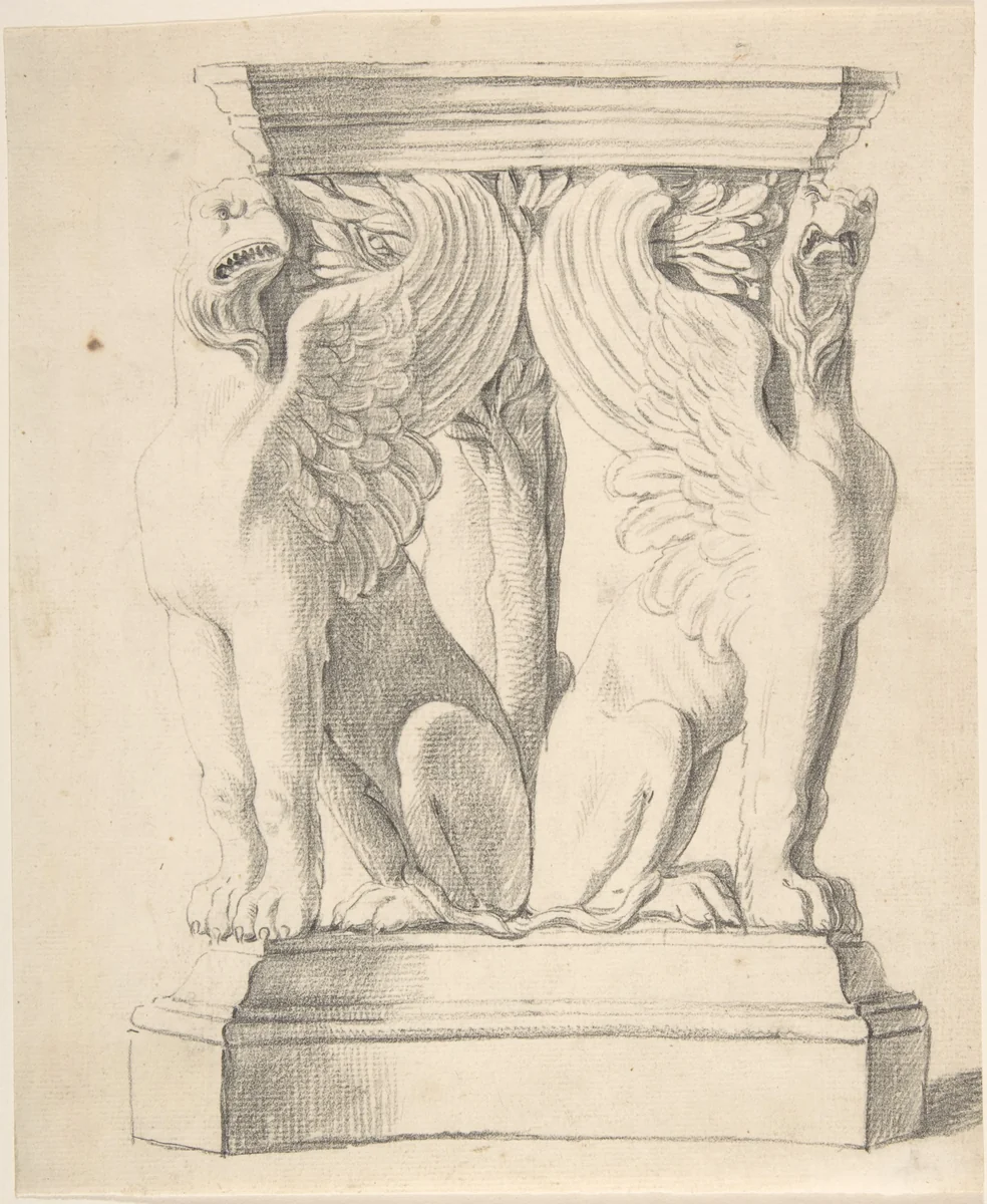 Sketch of a Classical Pedestal with Griffins by Thomas Hardwick, drawing, 1776-1779