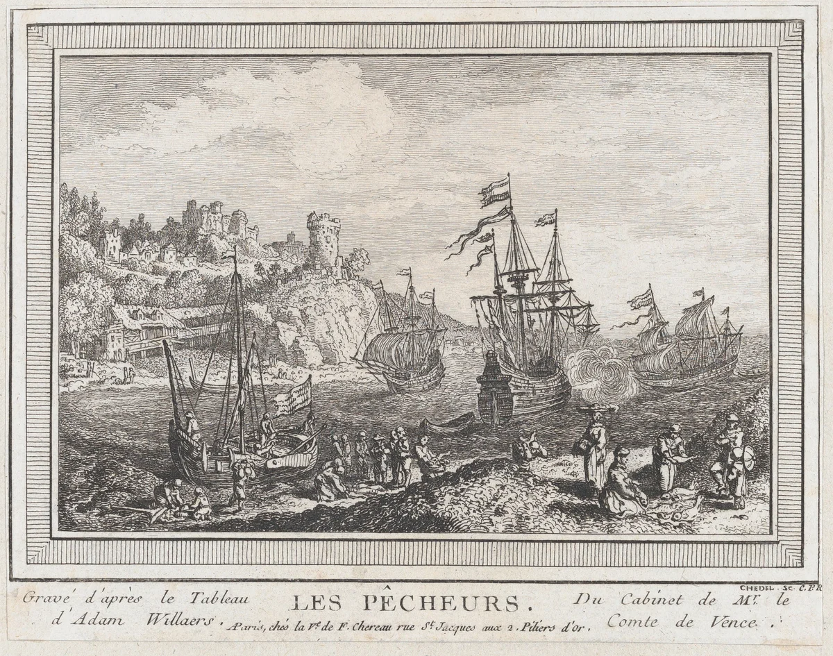 The Fishermen by Quentin Pierre Chedel, print, 1720-1762