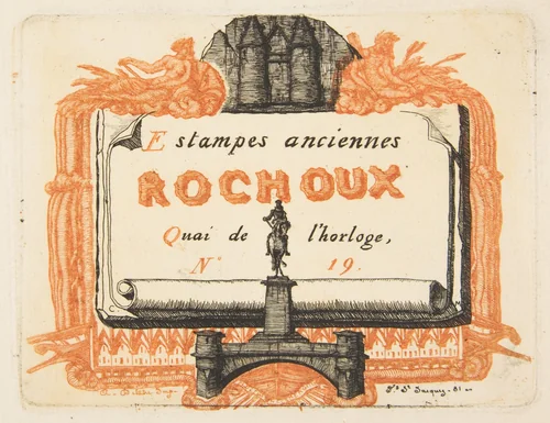 Address-card of the printseller, Rochoux by Charles Meryon, print, 1855