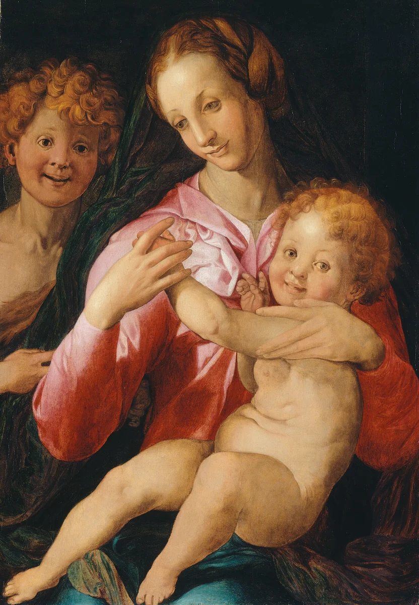 Virgin and Child with the Young Saint John the Baptist by Agnolo Bronzino, painting, 1527-1530