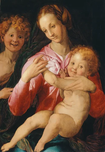 Virgin and Child with the Young Saint John the Baptist by Agnolo Bronzino, painting, 1527-1530