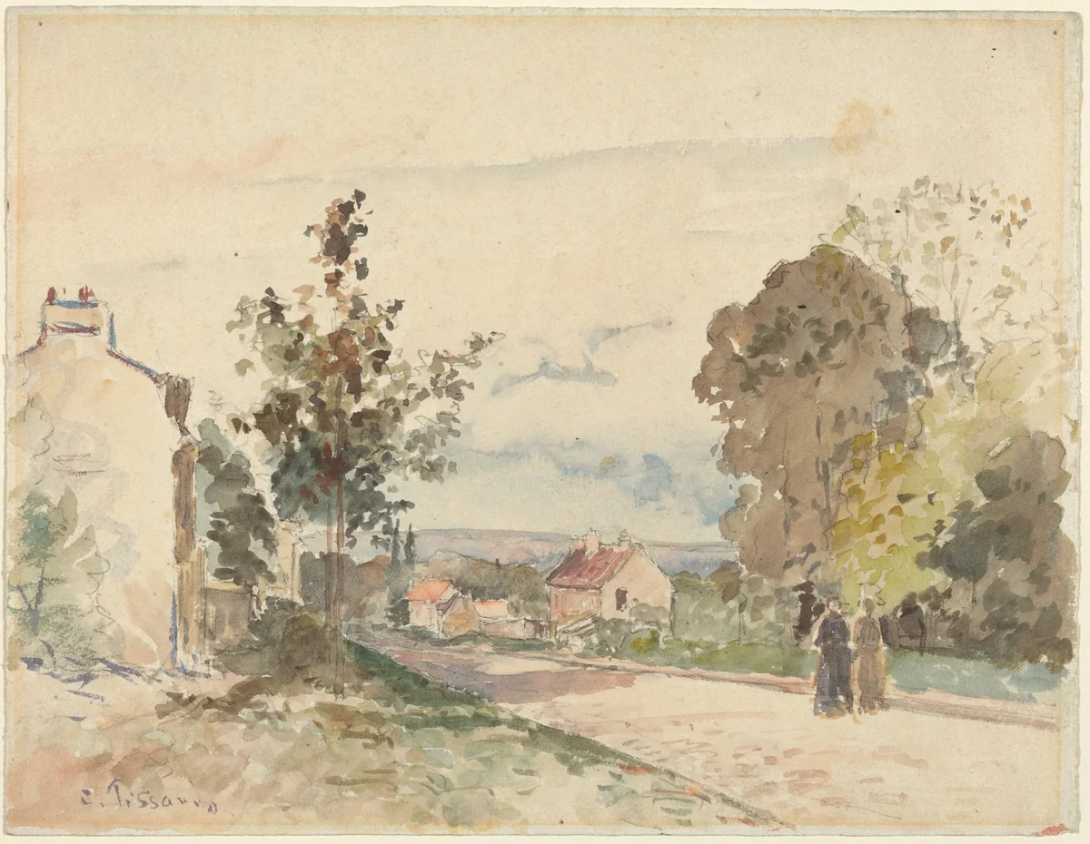 The Road from Versailles to Louveciennes by Camille Pissarro, drawing, 1872