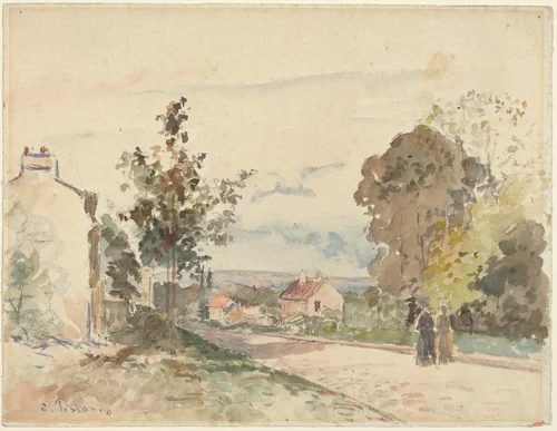 The Road from Versailles to Louveciennes by Camille Pissarro, drawing, 1872
