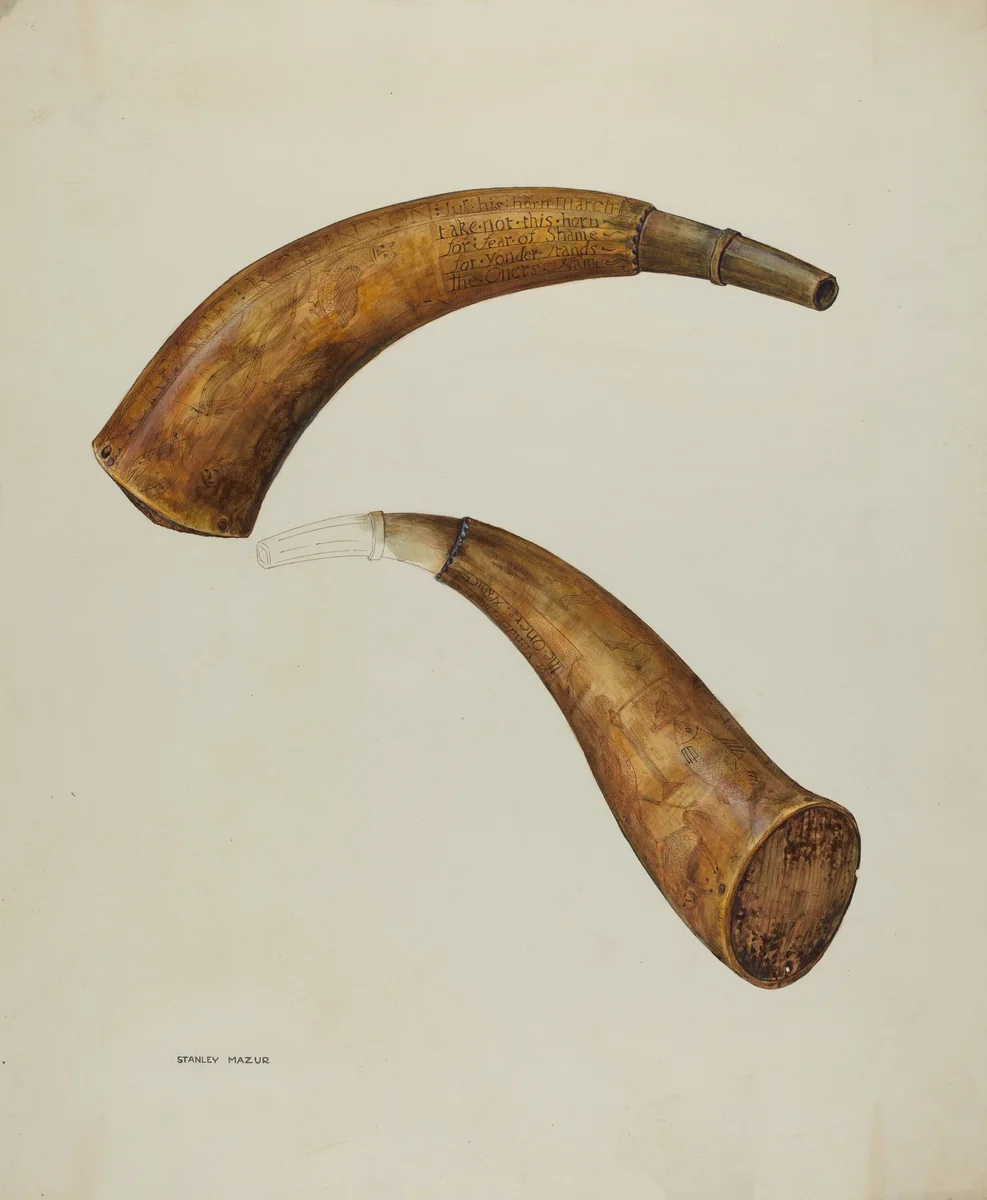 Powder Horn by Stanley Mazur, index of american design, 1937