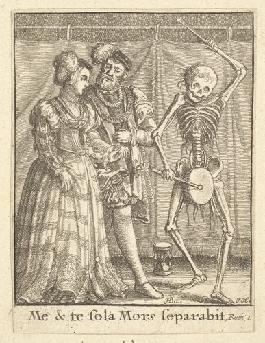 Bridal pair, from the Dance of Death by Wenceslaus Hollar, print, 1651-1800