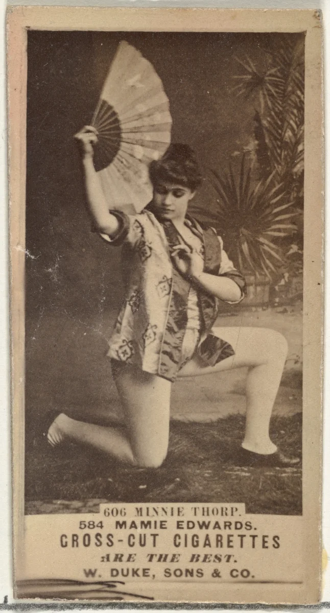 Card Number 606, Minnie Thorp, from the Actors and Actresses series (N145-3) issued by Duke Sons & Co. to promote Cross Cut Cigarettes by W. Duke, Sons & Co., photograph, 1880-1889