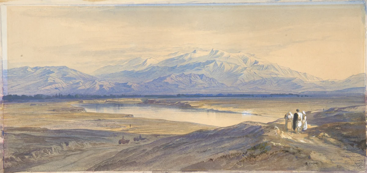 Mount Olympus from Larissa, Thessaly, Greece by Edward Lear, drawing, 1850-1885