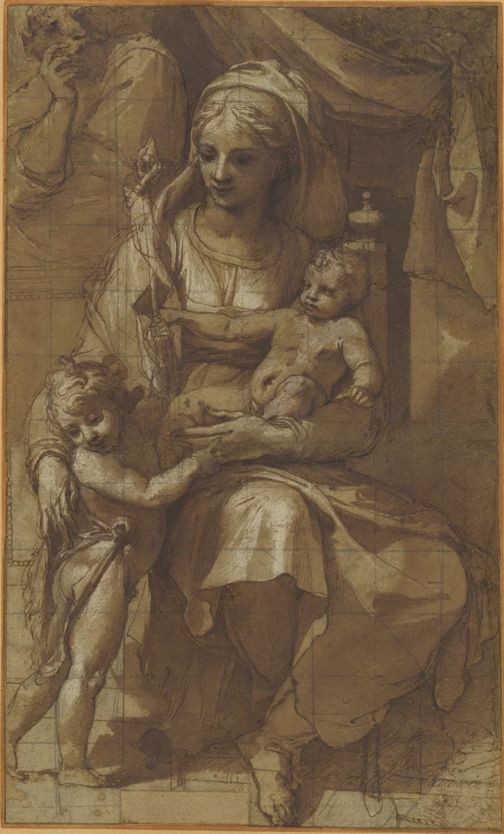 The Holy Family with the Infant John the Baptist by Pellegrino Tibaldi, drawing, 1541-1551