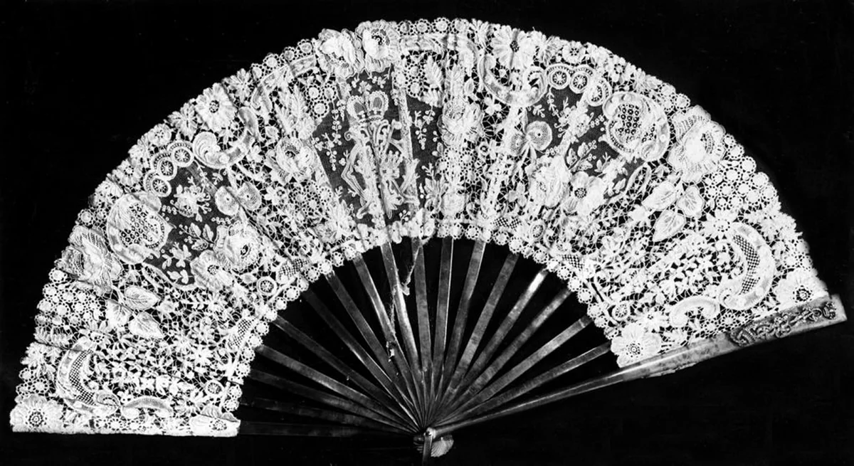 Fan with Monogram of Cantacuzene Family by Belgium, Brussels, textile, 1899