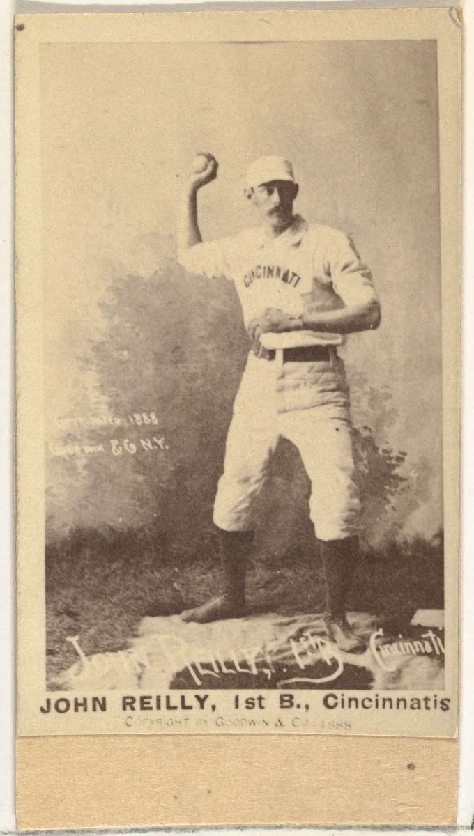John Good "Long John" Reilly, 1st Base, Cincinnati, from the Old Judge series (N172) for Old Judge Cigarettes by Goodwin & Company, photograph, 1888