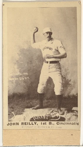 John Good "Long John" Reilly, 1st Base, Cincinnati, from the Old Judge series (N172) for Old Judge Cigarettes by Goodwin & Company, photograph, 1888