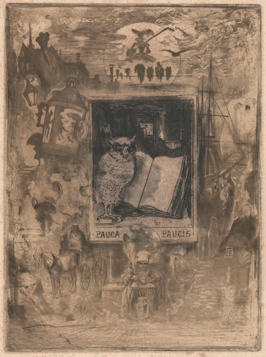 Le Hibou (The Owl) by Félix-Hilaire Buhot, print, 1883