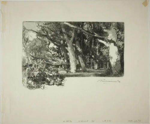 Noon, Under the Trees by Louis Auguste Lepère, print, 1889