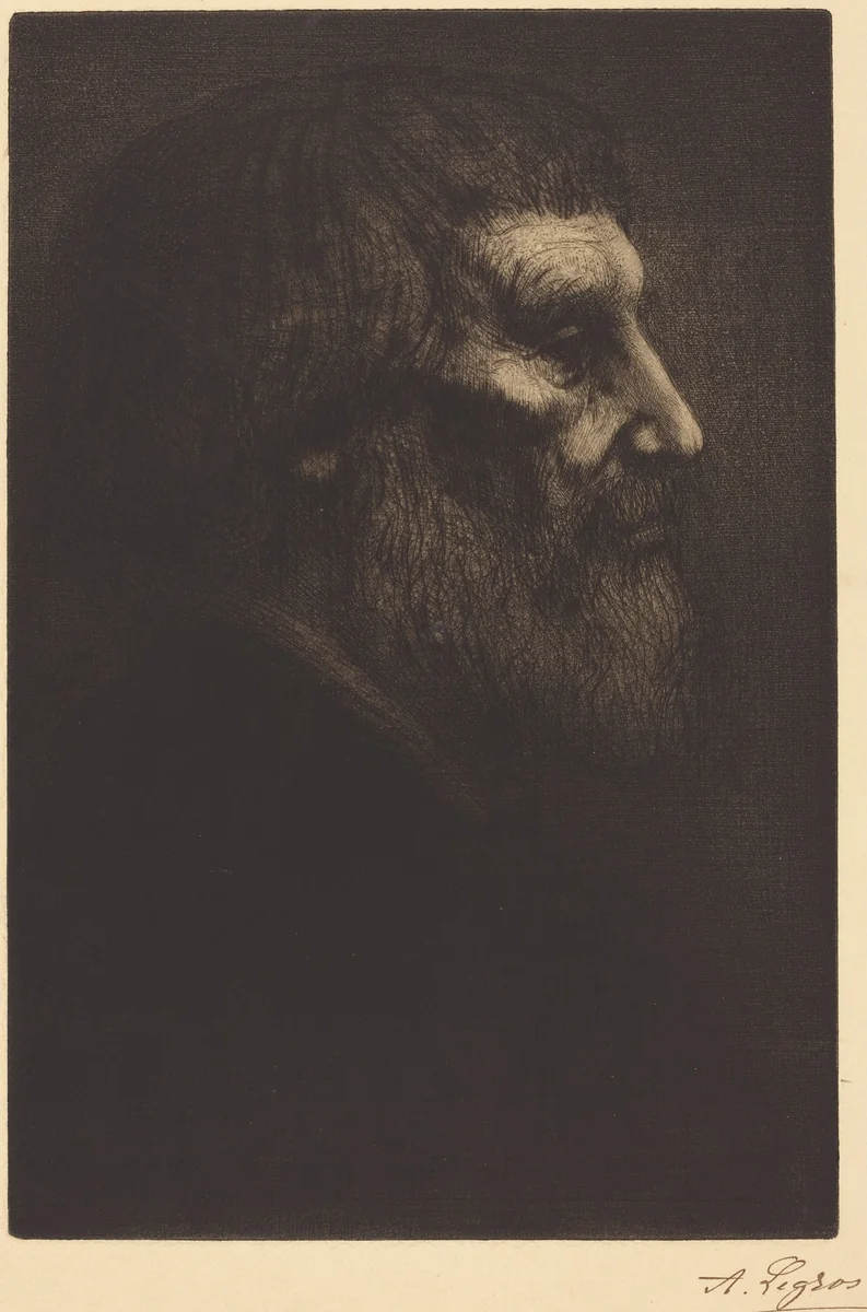 Head of a Beggar (Tete de mendiant) by Alphonse Legros, print, 1837-1911