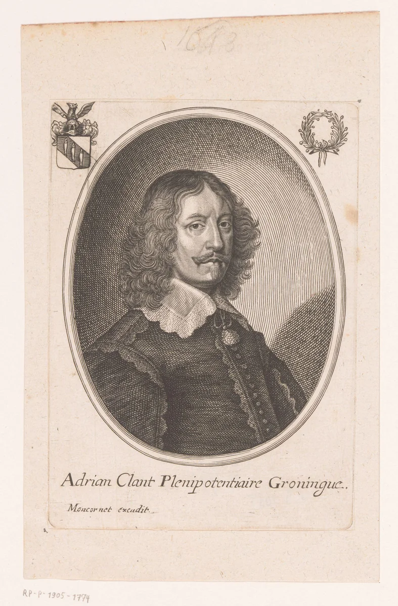 Portret van Adriaan Clant by anonymous, print, 1634-1668