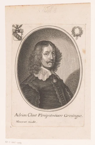 Portret van Adriaan Clant by anonymous, print, 1634-1668