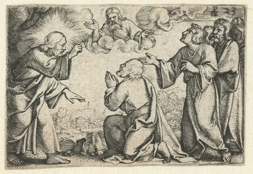 Christus benoemt Petrus als hoofd van de kerk by Unknown, print, 1534-1535