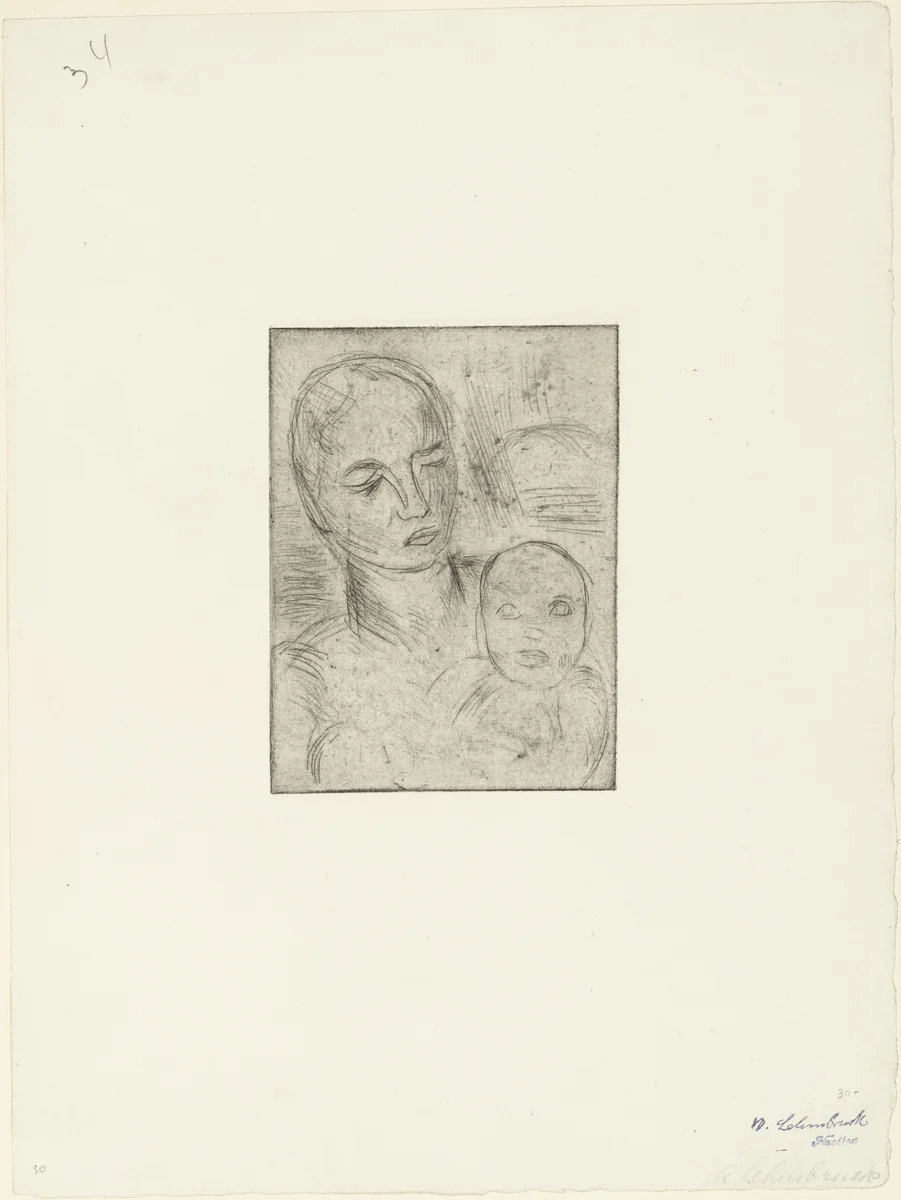 Mother and Child, Small (Mutter und Kind, klein) by Wilhelm Lehmbruck, print, 1915
