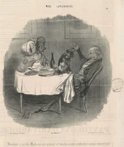 Monsieur a sa bête, Madame son animal... by Honoré Daumier, print, 1840