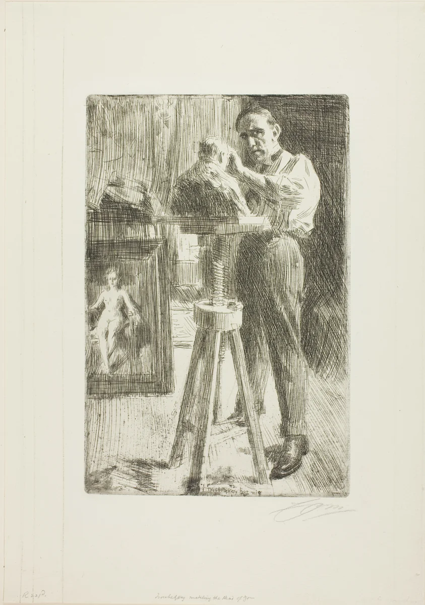 Prince Paul Troubetzkoy I (Whole length) by Anders Zorn, print, 1908
