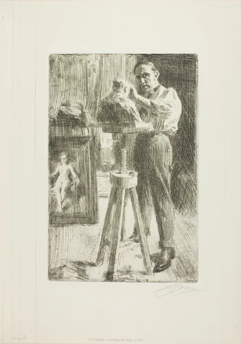 Prince Paul Troubetzkoy I (Whole length) by Anders Zorn, print, 1908