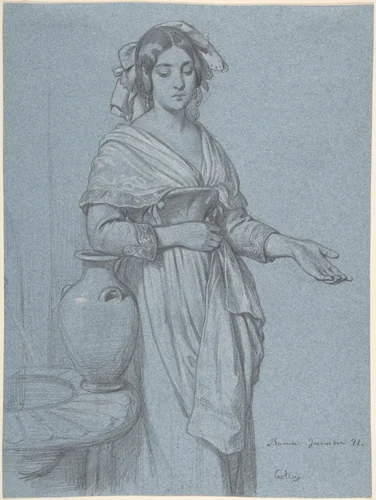 Study of a Roman Woman by Konstantin Cretius, drawing, 1841