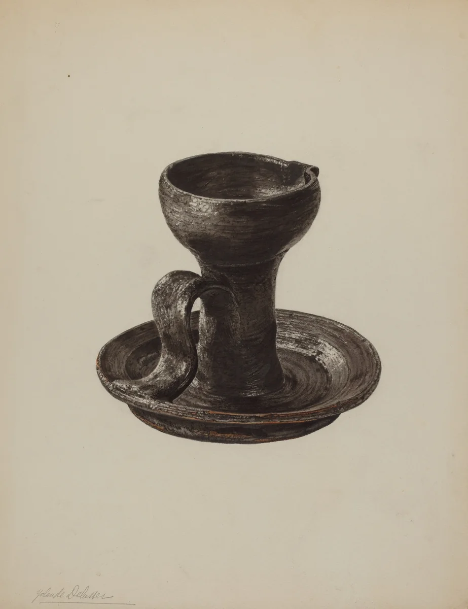 Grease Lamp by Yolande Delasser, index of american design, 1939