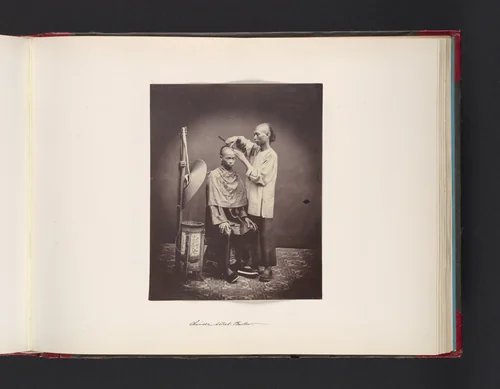 Chinese Street Barber by John Thomson, photograph, 1865