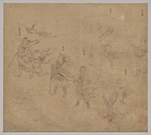 Album of Daoist and Buddhist Themes: Procession of Daoist Deities: Leaf 15 by Unknown, painting, 1200-1299