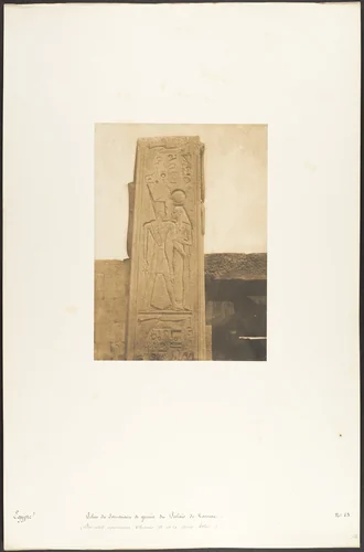 Pilier du Sanctuaire de granit du Palais de Karnac (Bas-relief représentant Thotmès III et la Déesse Athor) by Maxime Du Camp, photograph, 1849-1850