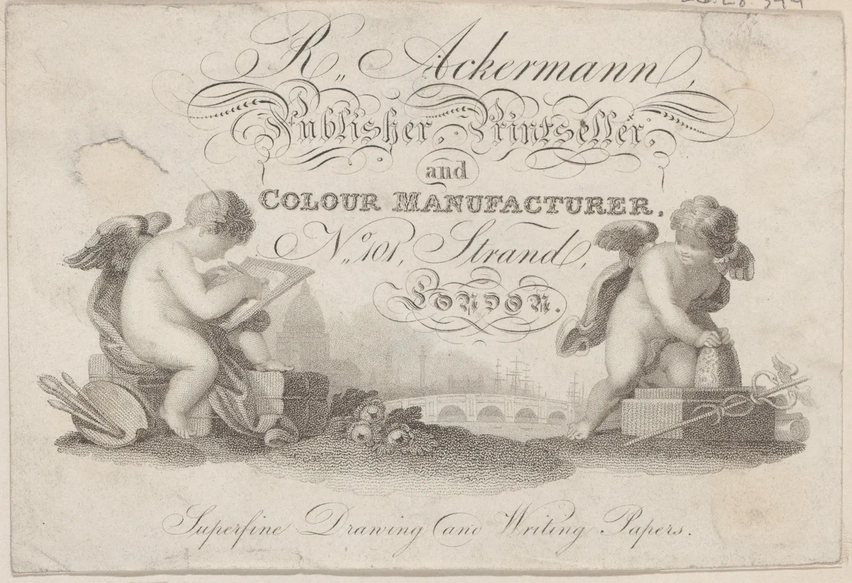 Trade Card for R. Ackermann, Publisher, Printseller, and Color Manufacturer by anonymous, print, 1800-1900