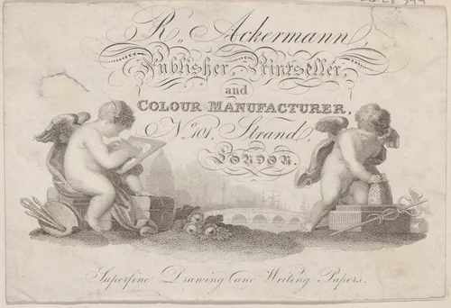 Trade Card for R. Ackermann, Publisher, Printseller, and Color Manufacturer by anonymous, print, 1800-1900
