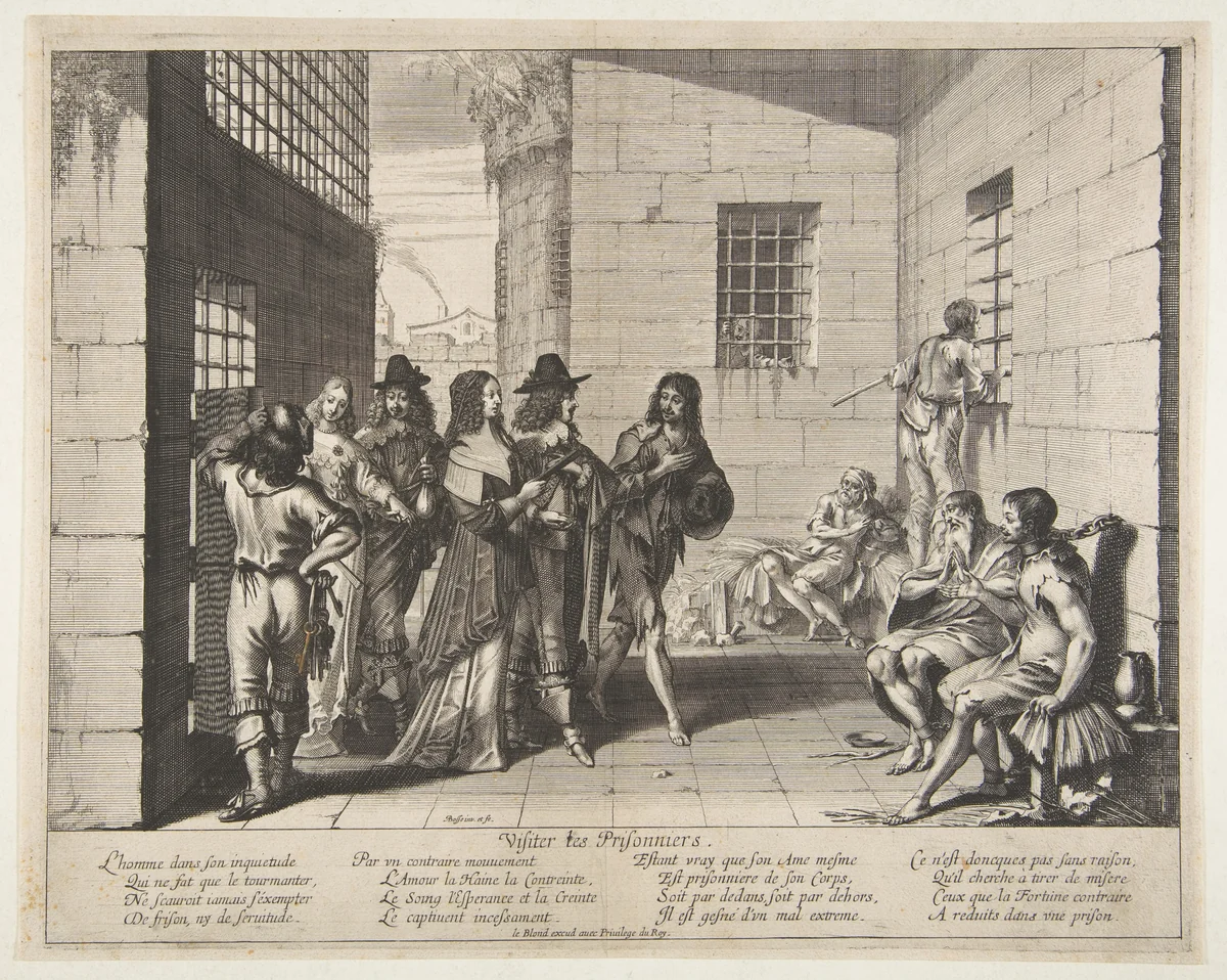 Visiting the Prisoners (Visiter les prisonniers) by Abraham Bosse, print, 1602-1676