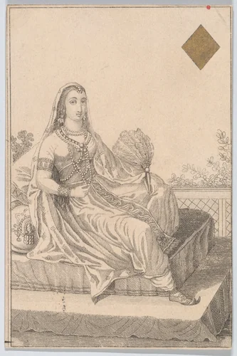 Queen (Stutira from Persia), from "Court Game of Geography" by William and Henry Rock, print, 1838-1855