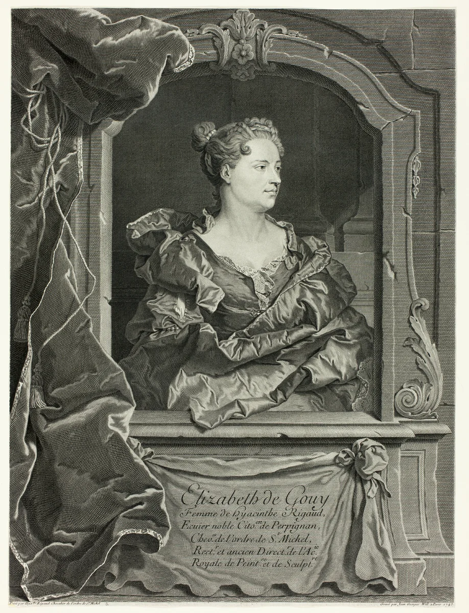 Portrait of Elizabeth de Gouy by Johann Georg Wille, print, 1743