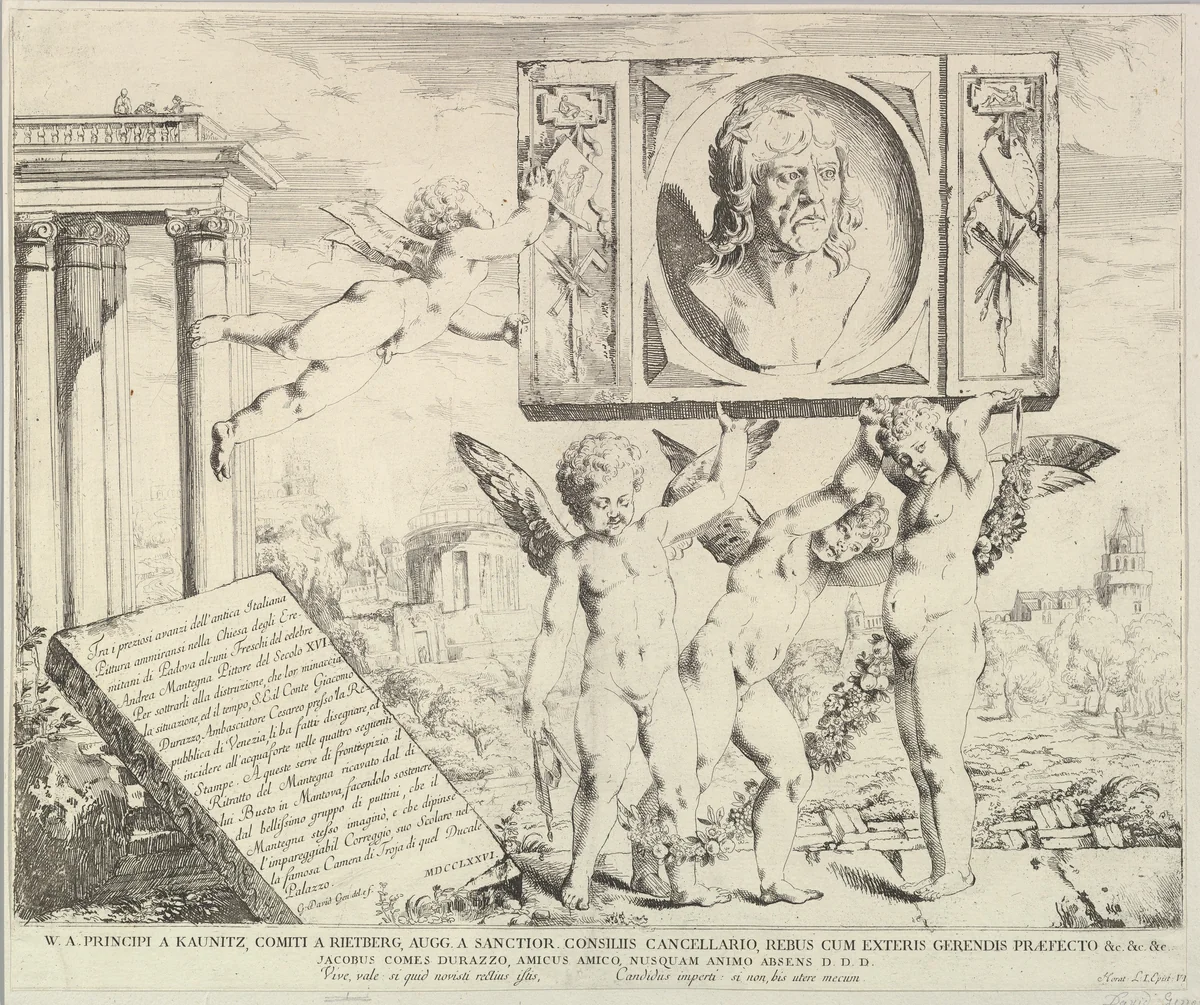 Title page: Homage to Mantegna, from "The Story of Saints James and Christopher in the Eremitani Chapel" by Giovanni David, print, 1776