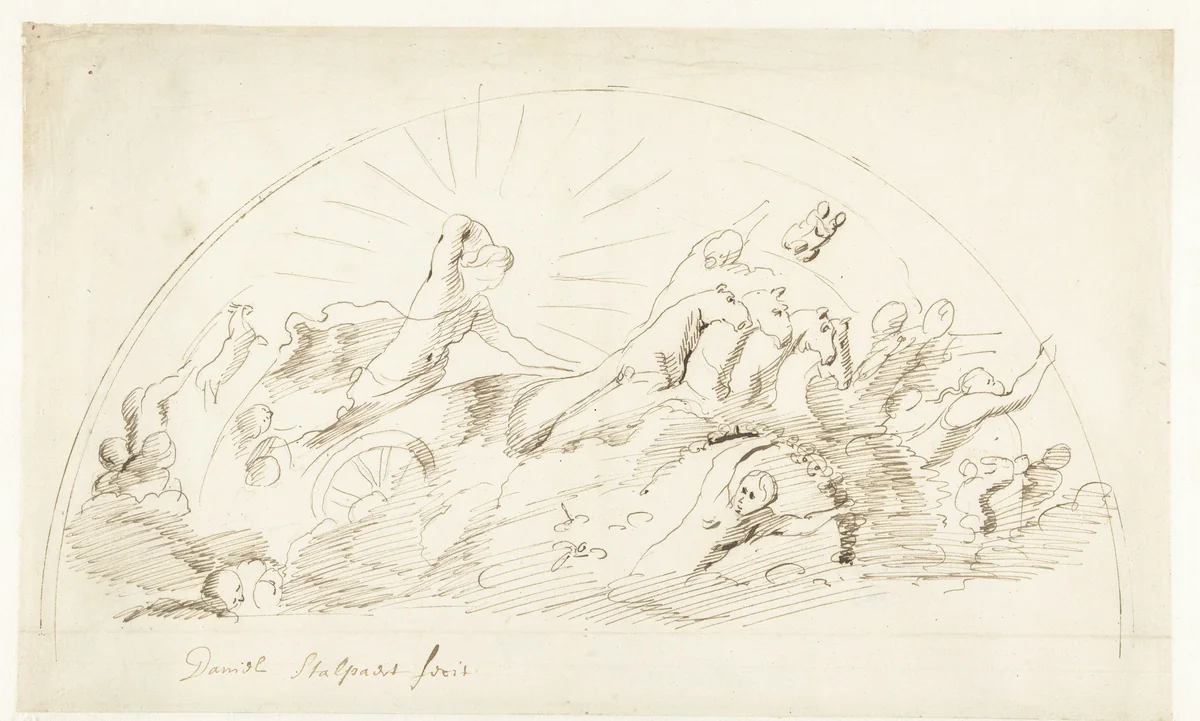 De zonnewagen van Apollo by Jacob van Campen, drawing, 1625-1676