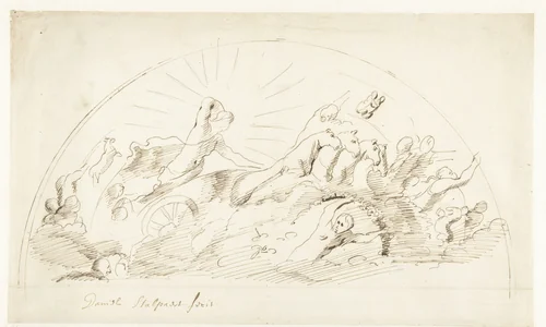 De zonnewagen van Apollo by Jacob van Campen, drawing, 1625-1676