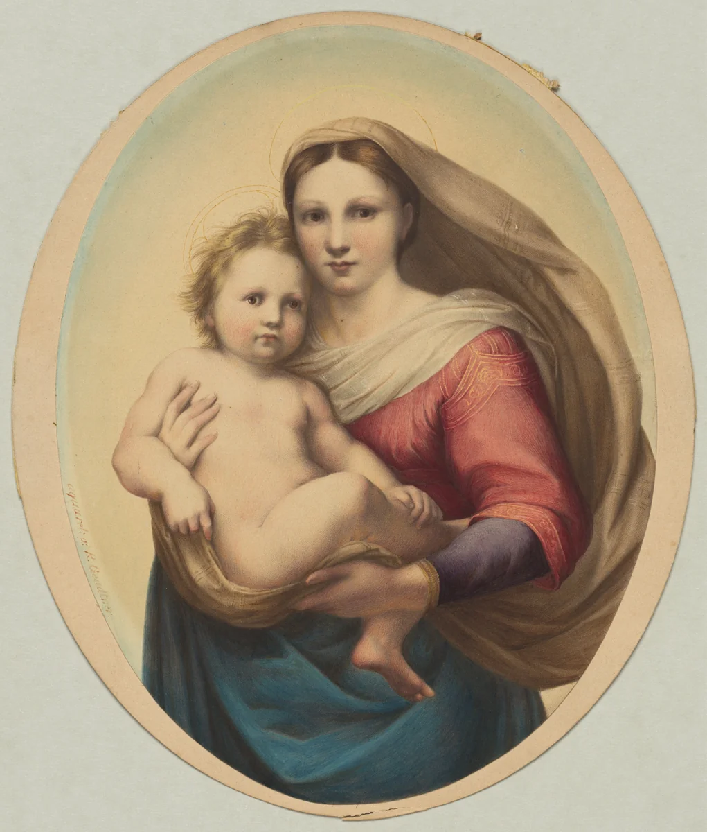 Copy after Raphael's Sistine Madonna by Rudolph Geudtner, drawing, 1811-1892