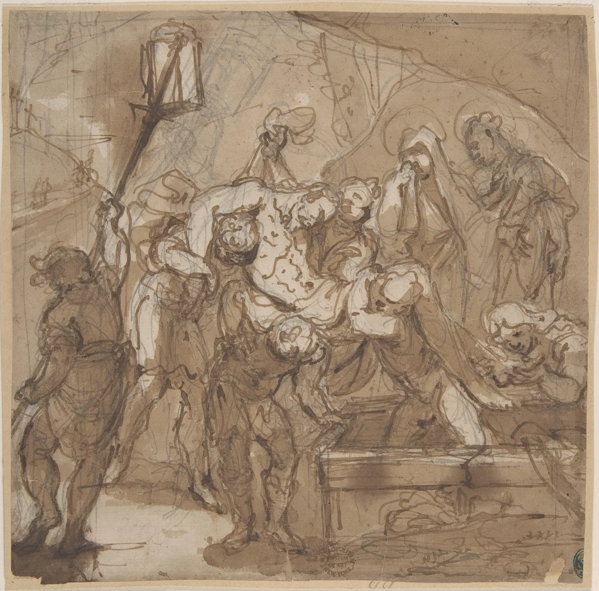 Entombment of Christ by anonymous, drawing, 1600-1700