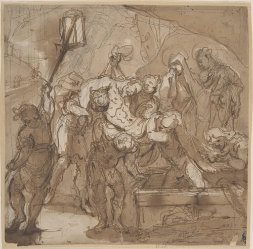 Entombment of Christ by anonymous, drawing, 1600-1700