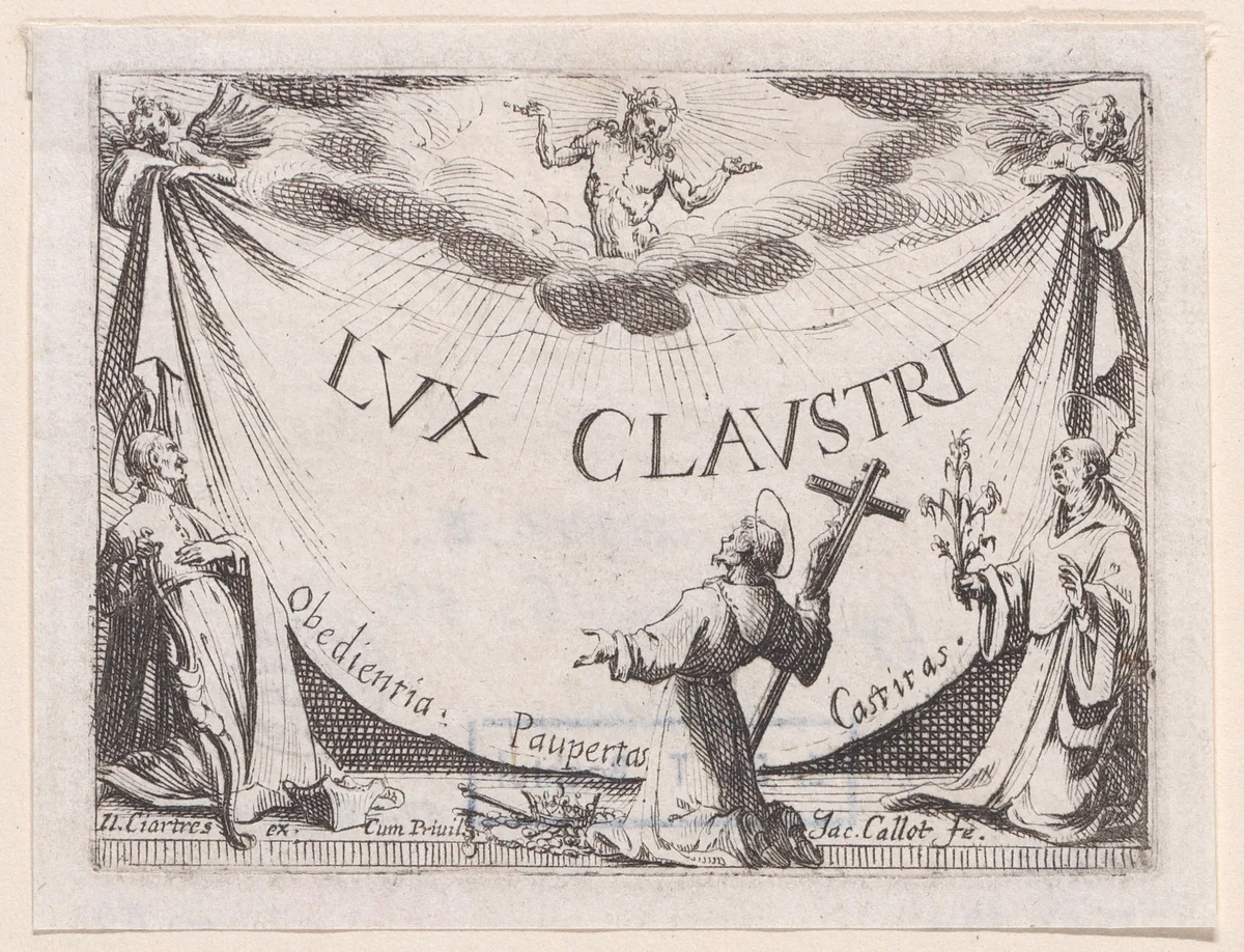 Frontispiece, from "Lux Claustri ou La Lumière du Cloitre" (The Light of the Cloisters) by Jacques Callot, print, 1621-1635